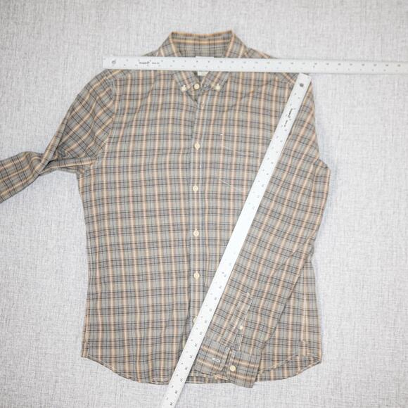 All Saints x Shuttle Nots Japan Komoro LS Shirt Gray beige Plaid size Medium - Picture 8 of 8